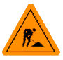 An orange construction sign rotating on its axis